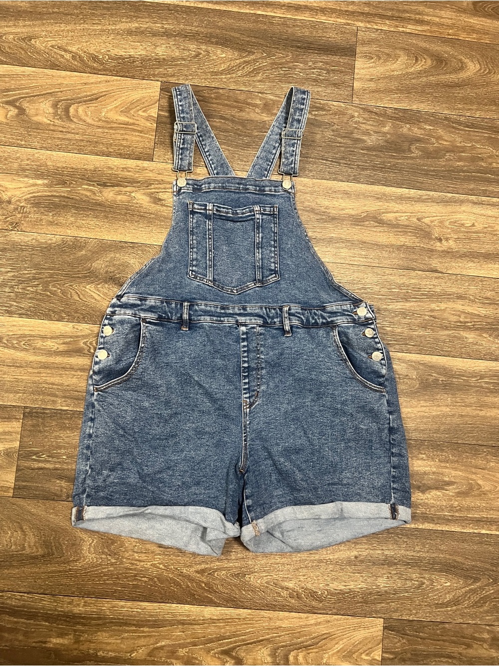 Ava & Viv Blue Denim Short Overalls